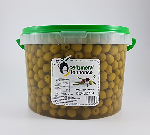 Aceituna Manzanilla Sabor Anchoa Deshuesada | Aceitunera Jiennense | Cubo 8,2 kgs (Peso neto )