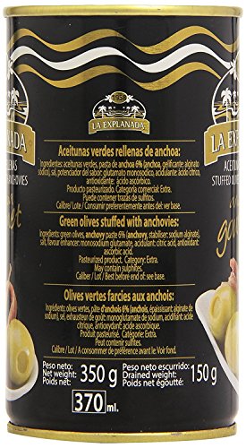 Aceitunas rellenas de anchoa 150 g. La Explanada Gourmet [PACK DE 15 UNIDADES]