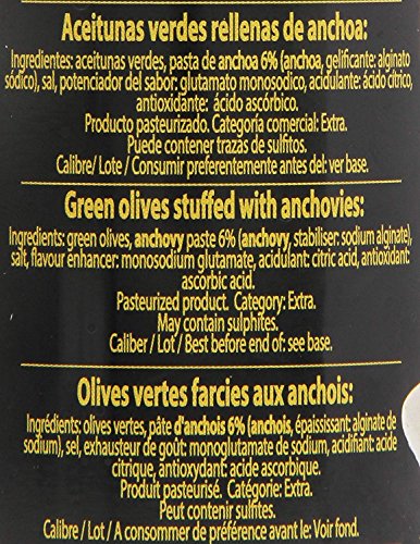 Aceitunas rellenas de anchoa 150 g. La Explanada Gourmet [PACK DE 15 UNIDADES]