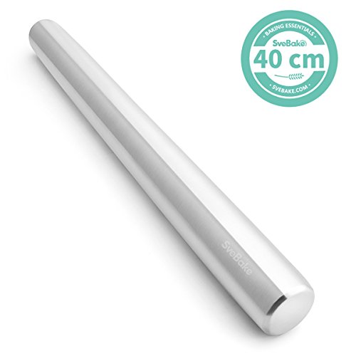 Acero inoxidable – acero inoxidable rodillo de madera Rolling Pin rodillo perfecto para Panadero 40 cm teigschaber