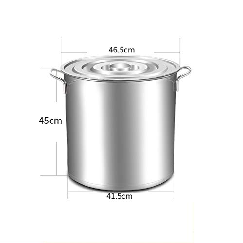 Acero Inoxidable Stock Pot - Grande de la Olla, Tapa de Acero Inoxidable, de Gran Capacidad, fácil de Limpiar (Size : 46.5 * 45cm(60L))