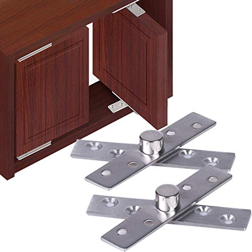 Acero inoxidable superior e inferior puerta de madera con bisagras puerta pivote bisagra 100mm x 25mm360 grados eje giratorio (2 juegos)