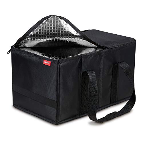 achilles Smart-Box Bolsa de frío Cesta de la compra Caja plegable con inserto térmico Caja plegable con aislamiento Cesta de picnic Cesta de transporte de alimentos Transporte de alimentos Negro, 40 cm x 20 cm x 20 cm