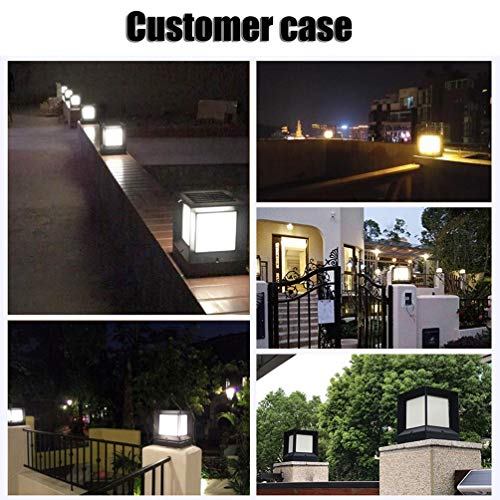 ACHNC Lámpara de Jardín Solares,Moderno LED Lámpara para Pilar IP65 Impermeable Lámpara Exterior Pedestal/Post Iluminacion Lámpara de Columna Cuadrada para Terraza Patio Jardín Postes Madera,21CM