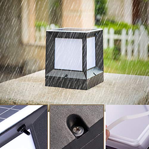 ACHNC Lámpara de Jardín Solares,Moderno LED Lámpara para Pilar IP65 Impermeable Lámpara Exterior Pedestal/Post Iluminacion Lámpara de Columna Cuadrada para Terraza Patio Jardín Postes Madera,21CM