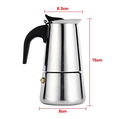 Acogedor Cafeteras Italianas, Uso de la Oficina doméstica de la Estufa del café Express Moka Pot del Acero Inoxidable 100ml / 200ml / 300ml / 450ml(100ml)