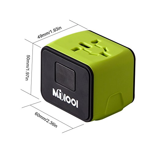 Adaptador de Viaje, Adaptador Enchufe Universal todo en uno Adaptador de Corriente Internacional con Dos USB cubre más de 150 Países Europa,Canadá,México ymás para Dispositivos Android y IOS- Milool