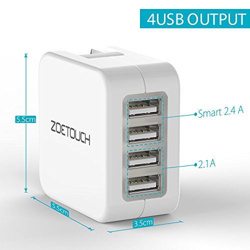 Adaptador Enchufe De Viaje Universal Enchufe Adaptador Internacional con 4 Puertos USB para US UK EU AUS Acerca De 150 Países para iPad, iPhone, Samsung Teléfonos Inteligentes (Blanco)