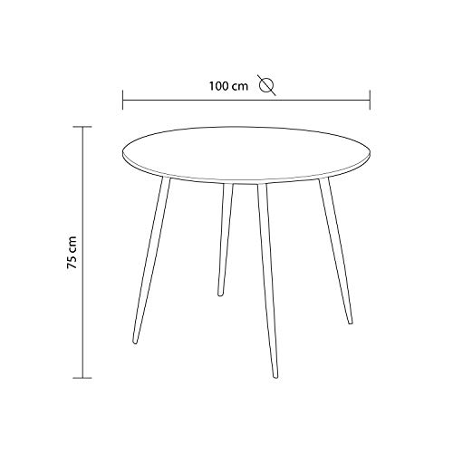 Adec - Suecia, Mesa de Comedor Redonda, Mesa de salón acabada en Cristal y Patas Negras, Medidas: 75 cm (Alto) x 100 cm (diámetro)