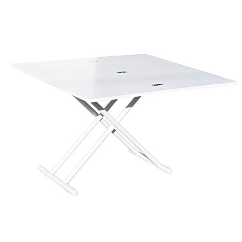 Adec - Up-Down, Mesa de Centro elevable Extensible, Mesa de Comedor, Mesa Salon Acabado en Color Blanco, Medidas: 100 cm (Largo) x 57/114 cm (Ancho) x 48/75 cm (Alto)