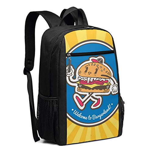 Adhyr Hamburguesa Mochila de Viaje de Comida rápida, Mochila Resistente al Agua Bolsa de computadora de la Escuela universitaria Mochila para computadora portátil de 17 Pulgadas