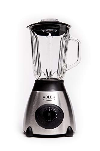 Adler AD-4070 Batidora de Vaso 600W, 1,5 Litros, 6 Velocidades, Libre de BPA, Función Pulso