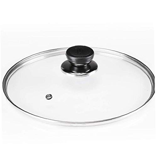 Adore store Tapa la Olla de 30 cm de Vidrio Templado Pan Tapa Transparente Universal de reemplazo con Vapor Orificio de ventilación para Las sartenes Ollas