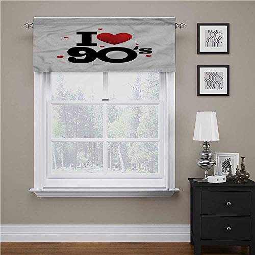 Adorise - Cortinas opacas para ventana de los años 90, con texto en inglés "I Love 90s Hearts Good Old Days" (ideales para el espacio, 152 x 45,7 cm)