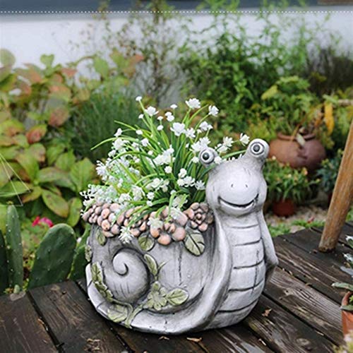 Adorno de Jardin Macetas de Animales Tiesto Linda Creativa Rural Tiesto Caracol jardinería suculento de Tiesto sin incluir Las Flores (Color : Gray, Size : 32 * 20 * 29cm)