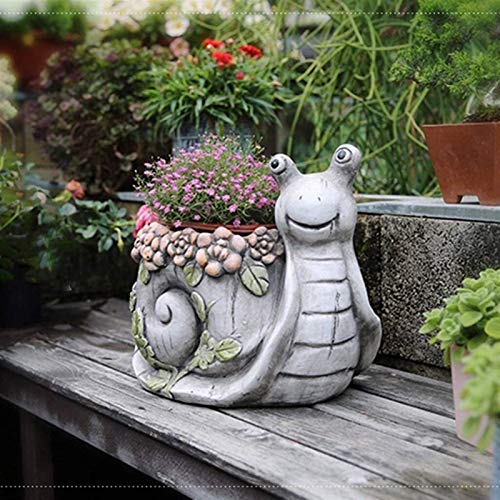 Adorno de Jardin Macetas de Animales Tiesto Linda Creativa Rural Tiesto Caracol jardinería suculento de Tiesto sin incluir Las Flores (Color : Gray, Size : 32 * 20 * 29cm)