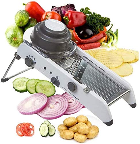 ADOV Mandolina de Cocina Profesional, 18 Tipos Multifuncional PL8 Ajustable de Acero Inoxidable Verduras Cortadora para Waffle Juliana Slice Cutting Frutas Comida Tomates Patatas Cebolla Ensaladas