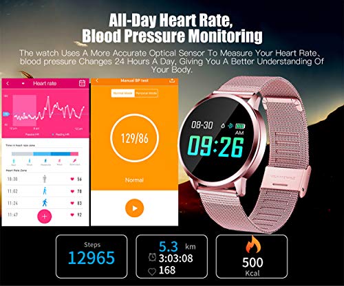 Adsvtech Smartwatch, Impermeable Reloj Inteligente Mujer Hombre, Pulsera Actividad Inteligente Reloj Deportivo Reloj Fitness con Monitor de sueño Pulsómetro Cronómetros para iOS Android (Rosado)