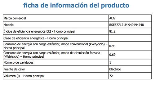 AEG BSE577121M Horno Multifunción, Limpieza Pirolítico, 9 funciones + Vapor, Cocción Uniforme, Sonda Térmica, Ventilador XXL, LCD Táctil, Antihuellas, Bandeja XXL, Inox, A+, 72 Litros