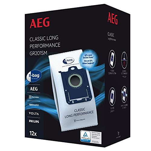 AEG GR201SM Mega Plack Bolsa S-Bag Classic Long Performance, Papel, Sintético, Azul, Blanco