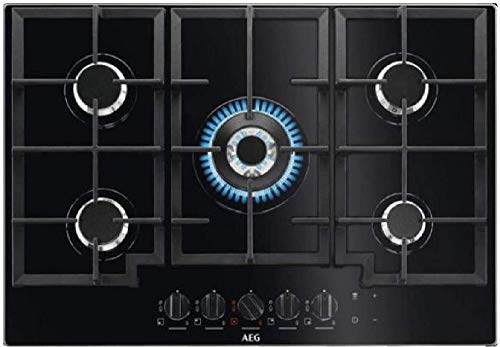 AEG HKB75540NB hobs Negro Integrado Encimera de gas - Placa (Negro, Integrado, Encimera de gas, Cerámico, 1000 W, 6,5 cm)