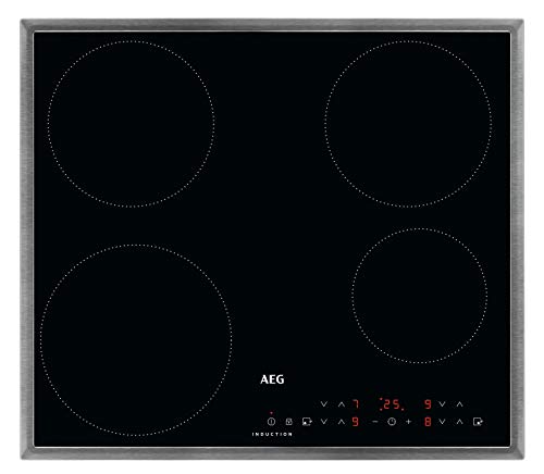 AEG IKB6430AMB - Placa de cocina autónoma, inducción, 60 cm, marco de acero inoxidable, 4 zonas de cocción, función de potencia, seguro para niños