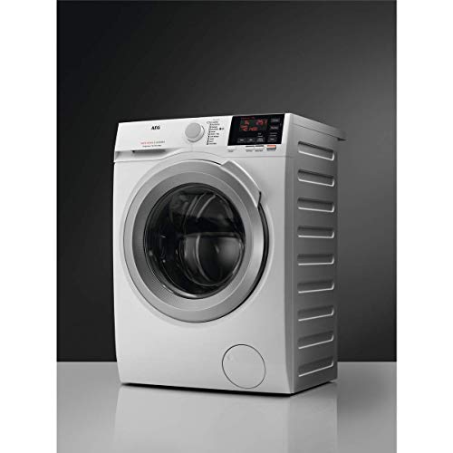 AEG L6FBI824U Lavadora de Libre Instalación, Carga Frontal, 8 Kg / 1200 rpm, Serie 6000, Programa Rápido, Panel de control Blanco, Puerta XL Plata, Blanco, A+++