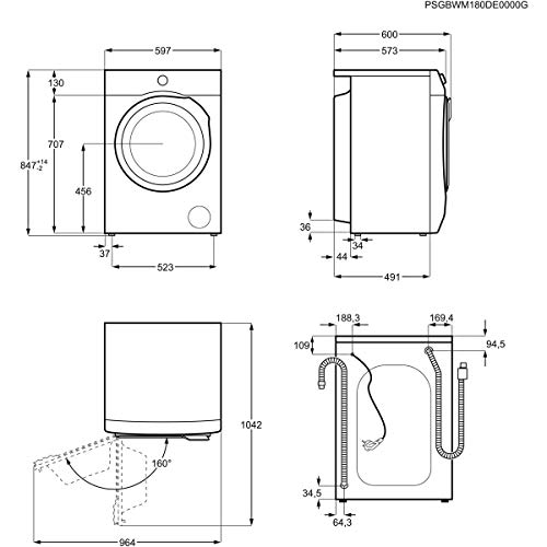 AEG L6FBI824U Lavadora de Libre Instalación, Carga Frontal, 8 Kg / 1200 rpm, Serie 6000, Programa Rápido, Panel de control Blanco, Puerta XL Plata, Blanco, A+++