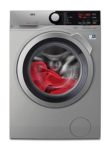 AEG L7FEE842S Lavadora de Libre Instalación, Carga Frontal, 8 Kg / 1400 rpm, Serie 7000, Motor Inverter, Función Vapor, Programa Rápido, Panel de control LCD, Puerta XL Plateada, Planteada, A+++ -30%