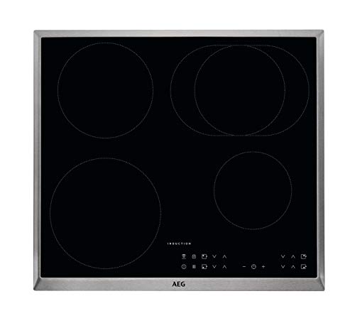 AEG - Placa de cocina (eléctrica, empotrada), 6 elementos de calor, 57,6 cm, función Hob²Hood, indicadores electrónicos para todas las zonas de cocción, color negro 60 cm, mit Bräterzone Negro