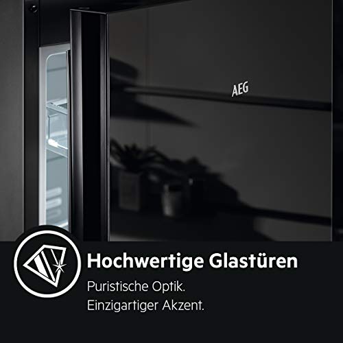 AEG RCB736E4MK Frigorífico Combi con puerta de cristal, Libre Instalación, 2.01 m, NoFrost, Tecnología Twintech, MultiFlow, Display LED, Cajón ExtraChill, Luces LED, Negro, Clase A++