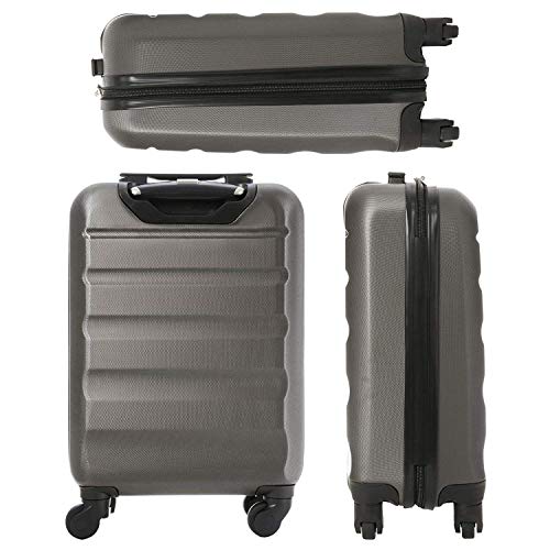 Aerolite ABS 55cm Maleta Equipaje de Mano Cabina rígida Ligera con 4 Ruedas (Negro + Carbón)