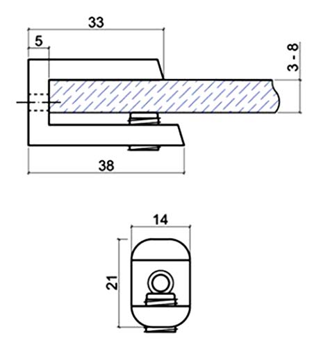 AERZETIX: 4x Soporte para estante de cristal vidrio 3/8mm metálico cromo C41699