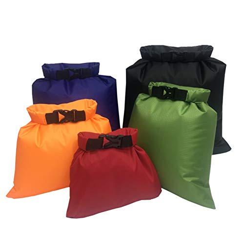 Aesy Bolsa Estanca, Bolsa Impermeable, Bolsas Estancas, Bolsa Estanca Impermeable, Bolsa Seco, Ligero, Ultra Ligero, para Kayak, Senderismo, Viaje, Surf, 5pcs (1.5L / 2.5L / 3.5/4.5L / 6L) (5 Color)