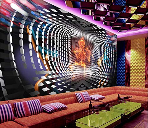 Afashiony Papel Tapiz 3D Space Flame Cool Bar Ktv Pole Dance Discoteca Sofá Herramientas Mural Decorativo De Pared, Decoración Del Hogar, Mural Desmontable