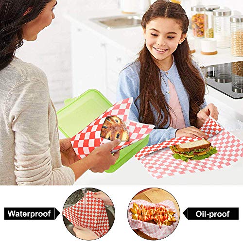 AFASOES 100Pcs Papel Antigrasa Alimentos, Papel para Envolver Alimentos, Envoltorio Alimentos Resistente Y Impermeable 28X26Cm para Bocadillo, Hamburguesas, Pasteles de Pizza, Sándwiches, Tostadora