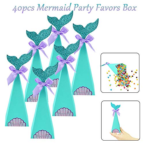 AFASOES 40 Pcs Caja de Dulces Navideñas Niños Sirena Cajitas Navidad para Chuches Cajas para Dulces de Carton Cajitas de Golosinas Cajitas de Caramelos Cajitas de Papel para Infantiles Cumpleaños