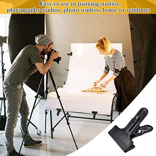 AFASOES 6 Pcs Abrazaderas de Resorte Negro Pinzas para Fondos Fotograficos Abrazaderas de Resorte Grande Pinza de Bastante Resistencia para Sujetar Papel de Muselina Lona Tela y Estudio Fotográfico