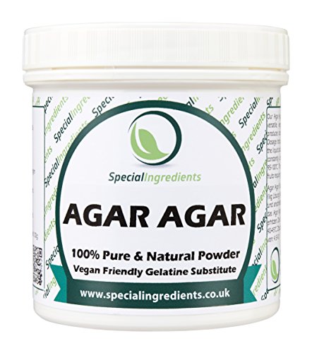 Agar Agar en Polvo 100g - gelatina superior del vegano de la calidad (etiquetas e instrucciones del español)