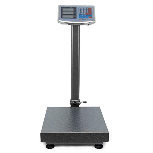 AgoraDirect - Báscula Industrial De Plataforma 250kg/20g, Plegable, Pantalla LCD Digital De Doble Cara, Plataforma De Acero Tratada Térmicamente 35x45cm, Balanza Industrial Para Paquetería