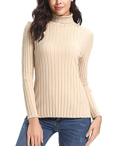 Aibrou Suéter de Cuello Alto para Mujer, Jersey Cuello Alto Manga Larga Mujer Primavera y Otoño