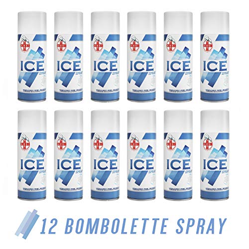 AIESI® Hielo Spray instantáneo con MENTOL lata de 400 ml ICE SPRAY (Paquete de 12 piezas) # Made in Italy