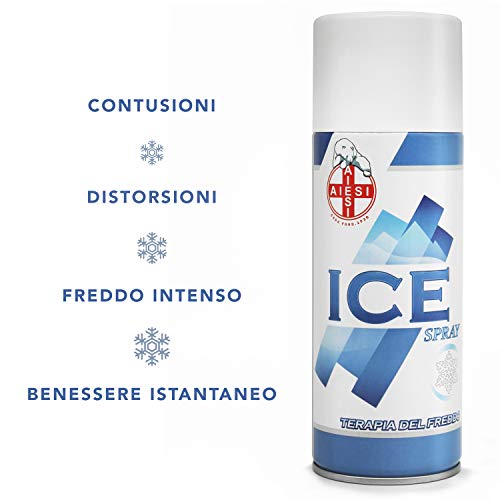 AIESI® Hielo Spray instantáneo con MENTOL lata de 400 ml ICE SPRAY (Paquete de 12 piezas) # Made in Italy