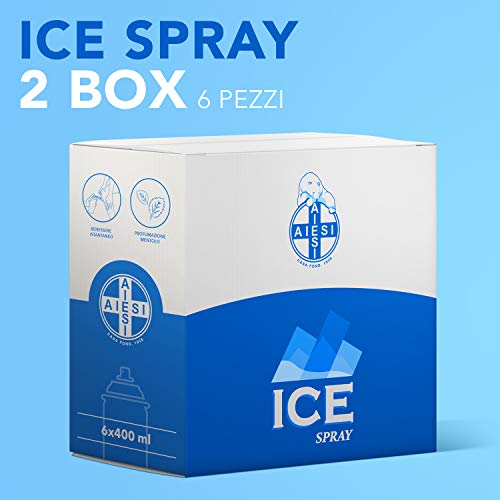 AIESI® Hielo Spray instantáneo con MENTOL lata de 400 ml ICE SPRAY (Paquete de 12 piezas) # Made in Italy