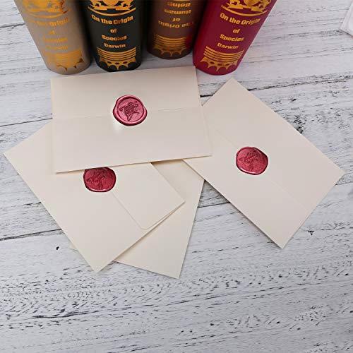 AIEX 200 Piezas Wax Seal Perlas Kit de Sellos de Cera con 4 Piezas de Velas de Té y 2 Piezas de Cuchara de Fundir (Rojo)