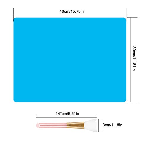 AIFUDA 2 piezas De múltiples fines Extra grande Tapetes de silicona, Antiadherente Mantel individual con 2 pinceles para manualidades, Fundición de joyas, Fabricación de vasos de brillo epoxi