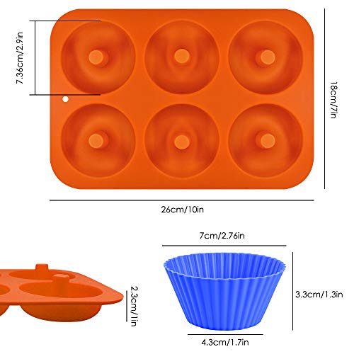 AIFUDA - Juego de 24 moldes de silicona para magdalenas y rosquillas antiadherentes, resistente al calor para hornear moldes para pasteles, magdalenas, galletas, bagels