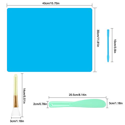 AIFUDA Tapetes de silicona con 3 varillas de agitación de silicona, 3 pinceles mágicos y 3 cucharas mezcladoras para manualidades, Fundición, Resina epoxica Mezcla y difusión a Bling Tumbler Tazas