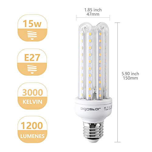 Aigostar Bombillas Led, 15000h, 15W, Transparente, Luz Calida, Paquete de 5 [Clase de eficiencia energética A+]