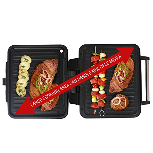 Aigostar Calore 30HHK - Grill, parrilla, sandwichera y máquina de panini, 1800 W de potencia, 2 placas de cocinado independientes antiadherentes, apertura 180º, temperatura regulable. Diseño exclusivo